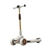 Kokiya Scooter Infantil De 3 Rodas Patinete Elétrico Inclinação Para Dirigir Presentes Skate Patinete Dobrável Para Crianças Para Iniciantes Ao Ar Branco