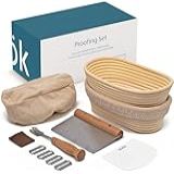 Kook Banneton Conjunto à Prova De Pão Kit Artesanal Para Fazer Pão Cestas E Forros De Vime De 24 Cm Metal E Plástico Raspadores Cromo E Capa 4 Lâminas Extras Conjunto Com 2 Oval