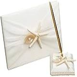KoTTIYA Livro De Visitas De Casamento Com Suporte De Caneta Conjunto De Porta Canetas Star Shell Beach Guest Book Para Recepção De Festa De Cerimônia De Casamento