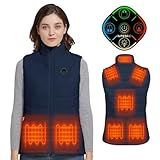 KOVNLO Colete Feminino Aquecido Controle Inteligente 4 Em 1 Design Com Luzes Apagadas Colete De Aquecimento Leve Pacote Com Bateria Não Incluída Dark Nocturnal X Large