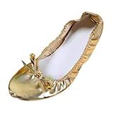Kowaku Sapatos De Balé Dourados Chinelos De Dança Para Ioga Sapatos Baixos De Dança Do Ventre Para Mulheres 41