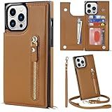 KPDOIT Capa Carteira Para IPhone 15 Pro Max Capa Para IPhone 15 Pro Max Com Suporte Para Cartão Alça De Pulso E Cordão Cruzado Capa Transversal De Couro PU Resistente à Prova De Choque De Luxo Com