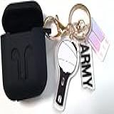 KPOPIRUDA Capa Compatível Com AirPods Para Kpop Merch Com Chaveiro Army Bomb Para BT S Capa Protetora De Silicone Premium Mercadoria Preto 