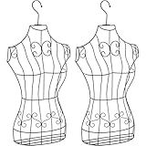 Kritkin 2 Peças Manequim Feminino Preto Metal Fio De Aço Manequim Pendurado Corpo Inteiro Torso Manequim Feminino Fio Forma Fio Manequim Para Costura Forma De Vestido E Exibição De Boutique Decoração