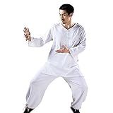 KSUA Uniforme Tai Chi Masculino Kung Fu Chinês Roupa Algodão Tai Chi Fato Para Artes Marciais Kungfu Taichi Meditação Zen  Branco  US M  Tag L