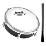 Kt Torelli Tamborim Corpo Preto Pele Leitosa Tt404 E Baqueta