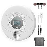 Kuephom Leitor De Cd Portátil Leitor De Cd Walkman Com Fones De Ouvido Discman Com Alto Falante Leitor De Cd Anti Salto Para Carro Recarregável 1500Mah Cd Disco Usb Reproduzível Com Memória Ent