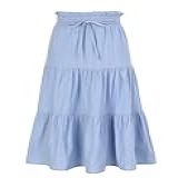 Kukume Saia Maxi Saia Saia Saia Para Meninas Com Botão Frontal Cintura Alta Saia Longa Com Cinto Saias Com Babados Com Bolso 3 12 Anos Azul Claro 3 7 8 Years