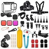 Kuptone Kit De Acessórios 52 Em 1 Para GoPro Hero 11 GoPro Hero 10 GoPro Hero 9 Preto Caixa à Prova D água Filtros Capa De Silicone Alça De Peito Para Cabeça Ventosa Suporte Para Bicicleta Aderência Flutuante
