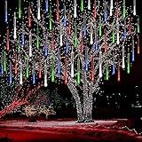 Kwaiffeo Luzes De Natal Icicle Ao Ar Livre  Luzes De Chuva De Meteoros  30 5 Cm  8 Tubos De Luzes Em Cascata Para Decoração De árvore De Natal  Festa De Casamento  Decorações De Natal Ao Ar Livre  Plugue UL Multicolorido