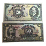 L 1 127 R 205 206 2 Cédulas 20 50 Mil Réis Não Original B B