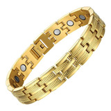 L 24k Ouro Titânio Homens Pulseira Pulseira Magnética