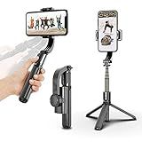L08 Gimbal Estabilizador Com Anti Vibração E Disparo Estável Com Controle Remoto Multifuncional Rotação De 360 Com Tripé Embutido Preto 
