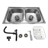 Labellahouse Kit Cuba Dupla Gourmet Cozinha Aço Inox 78x43 Cor Prateado