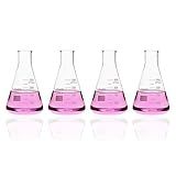 Labvida 4 Unidades De Frascos Erlenmeyer De Vidro De Boca Estreita- Vol-250Ml- 3-3 Borocilicato Com Graduação Impressa- Lvc003