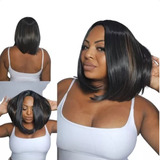 Lace Wig 100 Orgânica Peruca Curta Long Bob Preta