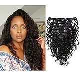Lacer Extensões De Cabelo Humano Remy Ondulado Grande Cacheado 3A 3B 45 Cm Para Mulheres Negras 7 Peças 120 G Com 17 Clipes