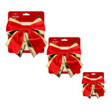 Laço Texturizado Vermelho dourado Enfeite Natal Kit C 3