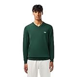 Lacoste Suéter Masculino De Algodão Monocromático Com Gola V Sinople P