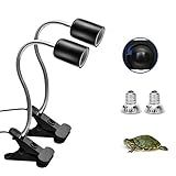 Lâmpada De Calor De Répteis Lâmpada De Ponto De Aquecimento Pacote Com 2 Lâmpadas De Sol UVA UVB Com Clipes Rotativos De 360 E Interruptor Ajustável Para Tartaruga Lagarto Cobra Aquário Camaleões Anfíbios Preto Lâmpadas 50W 