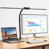 Lâmpada De Mesa Led 22w Com 2 Cabeças E 5 Modos De Cor Ajustável Com Proteção Para Os Olhos Preta E Flexível Genérica Desklamp j03 k