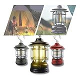 Lampada Lampião Retro Led Luminaria Para Camping Recarregavel Solar Usb Luz De Emergencia Vermelho 