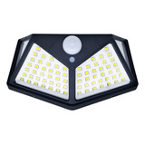 Lâmpada Luminária Solar 100 Led Parede Luz Com Sensor Cor Preto