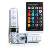 Lampada Pingo Rgb T10 Led Farol Carro Controle Com Bateria