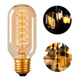 Lampada Retro Vintage T45 40w Filamento De Carbono E27 Cor Da Luz Branco quente Voltagem 110v