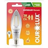 Lâmpada SUPERLED Vela Filamento E14 3W 2700K Fosca OUROLUX