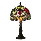 Lâmpadas Estilo Tiffany Verde Vermelho Uva Estilo Mesa Luminária De 15 Polegadas De Altura Vitral 8 Polegadas De Largura Abajur Vintage Antigo Abajur Para Sala De Cabeceira Sala De Café Dorm