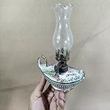 Lampião Decorativo Vintage Em Porcelana Pintada à Mão, 17 X 13 X 7 Cm, Miniatura Colecionável