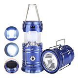 Lampiao Lanterna Energia Solar Led Bateria Recarregavel Cor Azul