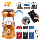 Lampiao Lanterna Led Camping Viagem Recarregavel Solar Usb Cor Dourado 110v 220v