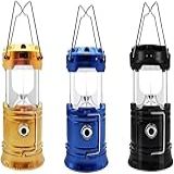 Lampião LED Lanterna Carregável Com Luz Solar Camping Luminária Dupla Iluminação Acampamento Trilhas Multiuso Carregador USB Portátil LINHA PREMIUM THREE BROTHERS Lampeão Dourado