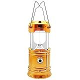Lampião Led Lanterna Recarregável Com Luz Solar Camping Luminária 2 Em 1 Iluminação Acampamento Pesca Trilhas Multiuso Carregador Usb Portátil Emergências (dourado)