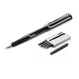 Lamy Caneta Tinteiro Safari 19M Preto E 5 Cartuchos De Tinta Preta LT10BK L19BKM 