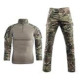 LANBAOSI Conjunto De Camisa E Calça De Combate Tático Masculino Manga Longa Multicam Floresta BDU Caça Uniforme Militar 1 4 Zíper Cp GG