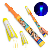 Lançador De Foguete Brinquedo Infantil Voa Alto Com Luz Led