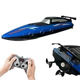 Lancha Barco De Controle Remoto 2-4 GHz- à Prova D-água Para Rio Lago Piscina- Bateria Recarregável -Azul-