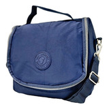 Lancheira Bolsa Térmica Azul Crinkle Juvenil Escolar Marmita