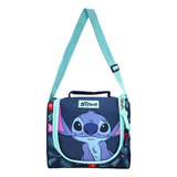 Lancheira Térmica Transversal C Alça De Mão Stitch Disney Cor Azul