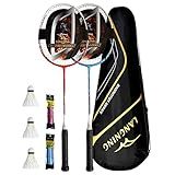 LANGNING Conjunto De 2 Raquetes De Badminton Raquete De Badminton De Carbono Leve Para Treinamento E Competição De Atletas Profissionais 3 Sinos 