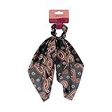 Lanossi Beauty   Care Lenço Para Cabelo Modelo Scrunchie Paisley Cor Preto E Marrom
