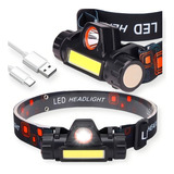 Lanterna Cabeça Capacete Recarregavel Led T6 Forte Led Cob Cor Da Lanterna Branco Cor Da Luz Branco
