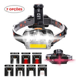 Lanterna Cabeça Recarregavel Triplo Led T6 Cob 15000lm Cor Da Lanterna Preto Cor Da Luz Branco
