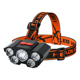 Lanterna Cabeça Recarregavel Usb Led Farol Cinco Lampada