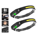 Lanterna De Cabeça Led Recarregável Potente Sensor Kit Com 2 Cor Da Lanterna Preto Cor Da Luz Branco