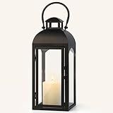 Lanterna De Vela Vintage De 40 64 Cm De Altura Decorativa Interna E Externa Lanterna De Furacão De Metal Preto Com Painéis De Vidro Transparente Para Mesa Manto Varanda Frontal Decoração De Halloween E Natal