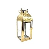 Lanterna Decorativa Marroquina Dourada Inox 25x10cm P